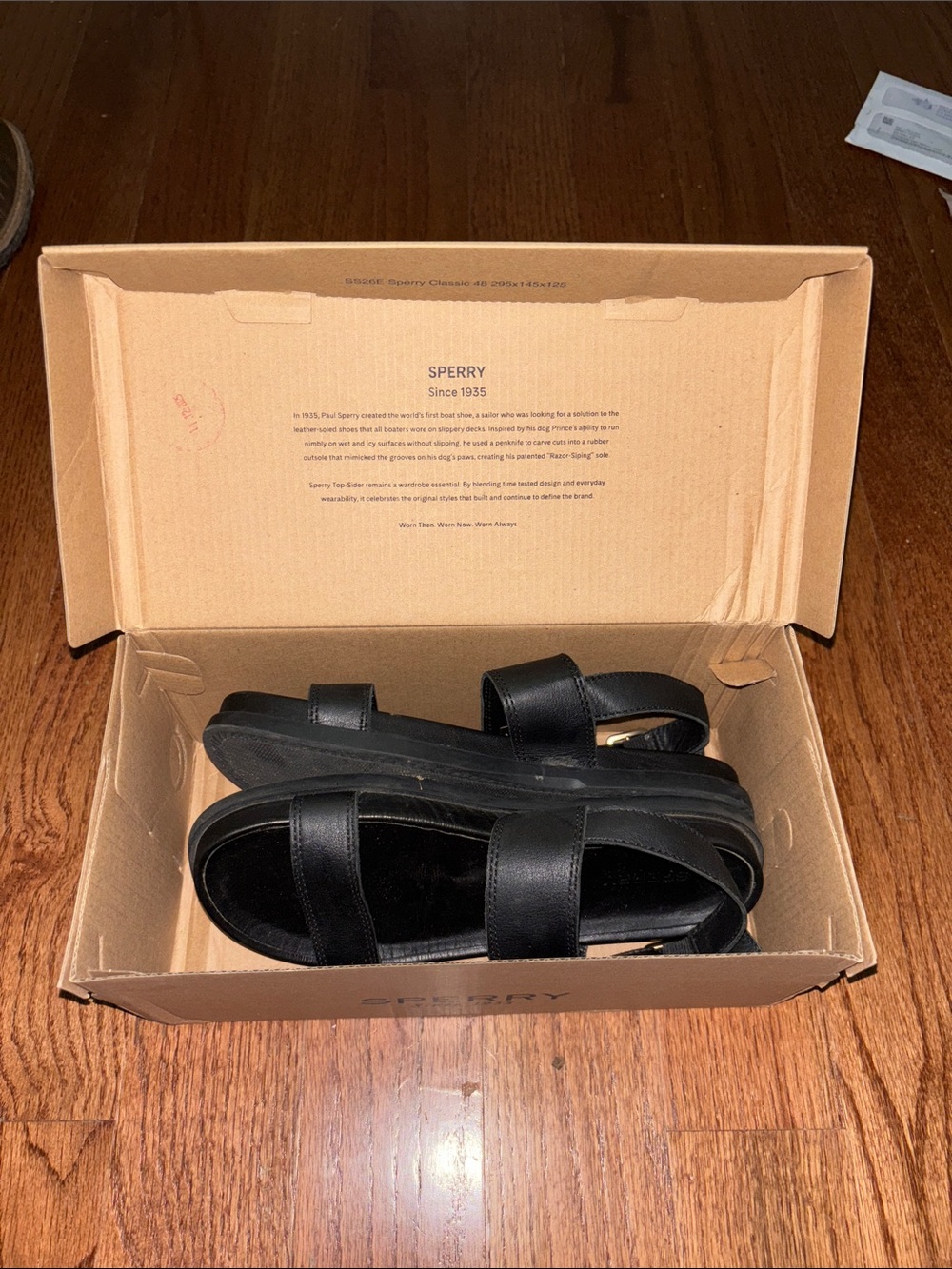 Sperry Women’s Capri Sandal Black Leather Cross-Strap Slide Sandals